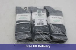 Three Packs Of 3x Calvin Klein Lightweight Crew Socks Made With Organic Cotton, Black/Multi, One Siz