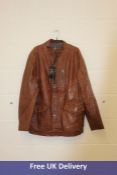 Hirmer Big and Tall Men's Elegant Leather Jacket Brown, Size 3XL