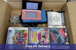 Nintendo 3DS Console, Pink, with charger, dock, carry case and approximately 12x DS and 1x 3DS games