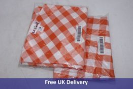 Two LA Linen Polyester Poplin Table Cloth, 51-Inch, Orange/White