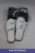 Towel Club items to include 1x Short Slim Jumpsuit, Navy, Size S and 1x Slippers White, One Size