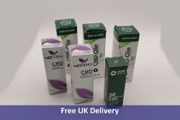 Six CBD Oil products to include 3x Medi Hemp Bio CBD Olie Raw, 30ml, Expiry 24/4/22, 2x MedTerra CBD