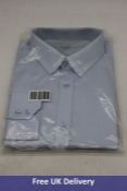 Simon Jersey Blue Long Sleeve Herringbone Shirt, Size 18.5