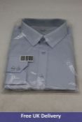 Simon Jersey Blue Long Sleeve Herringbone Shirt, Size 18.5