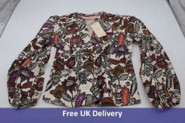 Scotch & Soda Women's Sheer Shirt, Beige/Purple and Orange Floral Print, XS