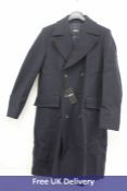 Hugo Boss Men's Double Breasted Long Wool Coat, Navy, Size 50
