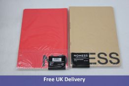 Twelve Nomess Mess Sudy Books, 6x Red/Beige and 6x Black