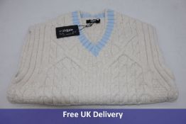 Jaded Ecru Knitted Vest With Blue Tipping, Size S