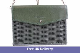 Wicker Wings Mini Shou Leather Trim Crossbody Bag, Green