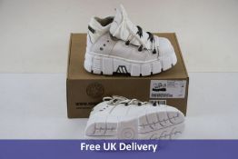 New Rock 106N-S8 White Leather Gothic Ankle Boots, UK 3