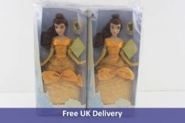 Four Disney Store Belle Princess Classic Dolls with Pendants. Box damaged