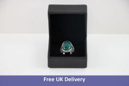 Men's Green Stone Vintage Style Ring, Love Yourself Engraving