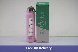 Twenty Five Be-Active Glass Water Bottles, 1 Litre with Times to Drink, Pink