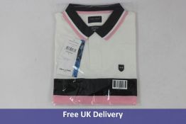 Eden Park Men's Cotton Polo T-Shirt, White, Pink and Black, Size L
