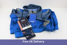 Two Items of UYN Sports Wear to Include 1x Stretchy Running Hoodie, Blue and Grey, Size XXL and 1x O