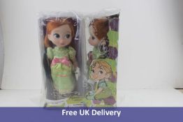 Two Disney Store Frozen Anna Animator Dolls. Box damaged