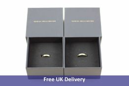 Two Daniel Wellington Classic Rings, Double Plated Stainless Steel, to include 1x Size 4 and 1x Size