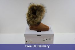 Dolls Kill X Bamboo Women's Faux Fur Frostbite Boots, Camel, UK 6