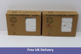 Two Boxes of 3 Kronstadt Men's Elon Recycled T-Shirts, White, Size S