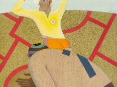 Fritz Genkinger. ”Zwei Spieler mit roten Linien”. 1972