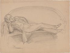 Christian Friedrich Gille. Seven drawings: Six tree studies and one figure study. Circa 1851
