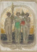 Osmar Schindler. Sculptura, Pictura, Architectura - coloured design for the Academy of …. Circa 1910