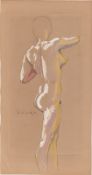 Max Klinger. Study of a female nude, seen from behind. 1914
