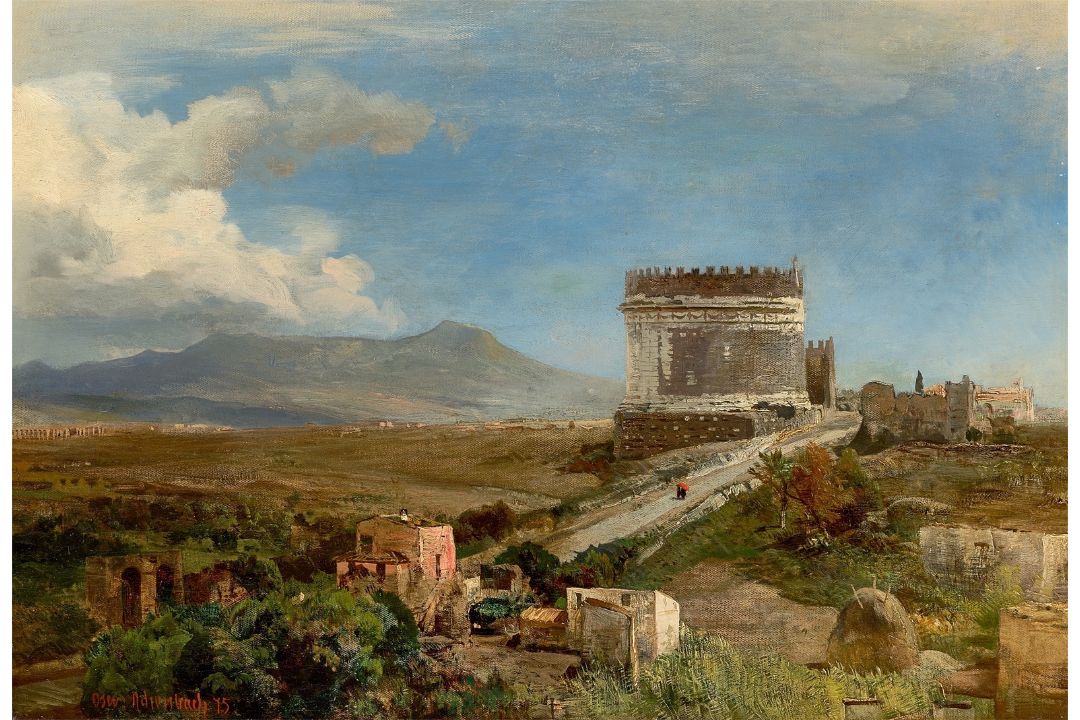 Oswald Achenbach. Via Appia mit dem Grabmal der Caecilia Metella. 1875