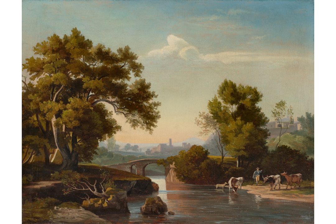 Johann Wilhelm  Schirmer. Modello einer italienischen Landschaft mit Hirten. Um 1841