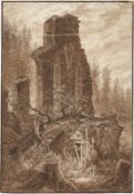 Carl Heinrich Beichling. Ruins at dusk, after Caspar David Friedrich. 1831