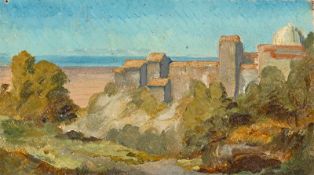 Johann Heinrich Schilbach. Two oil studies: ”Ariccia” / Italian landscape study.