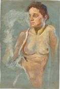 Max Klinger. Studies of two female half nudes (front and reverse). Circa 1892