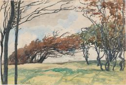 Walter Leistikow. ”Verwehte Bäume (Dänemark)”. Circa 1900