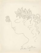 Jean Cocteau. ”Profil d’Orphée aux lauriers”. Circa 1950/55
