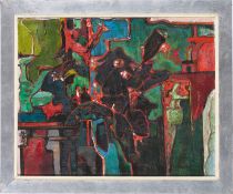 Max Kaus. ”Stilleben mit schwarzen Blumen”. 1951