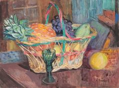 Hans Purrmann. ”Früchtekorb mit Römer”. 1944