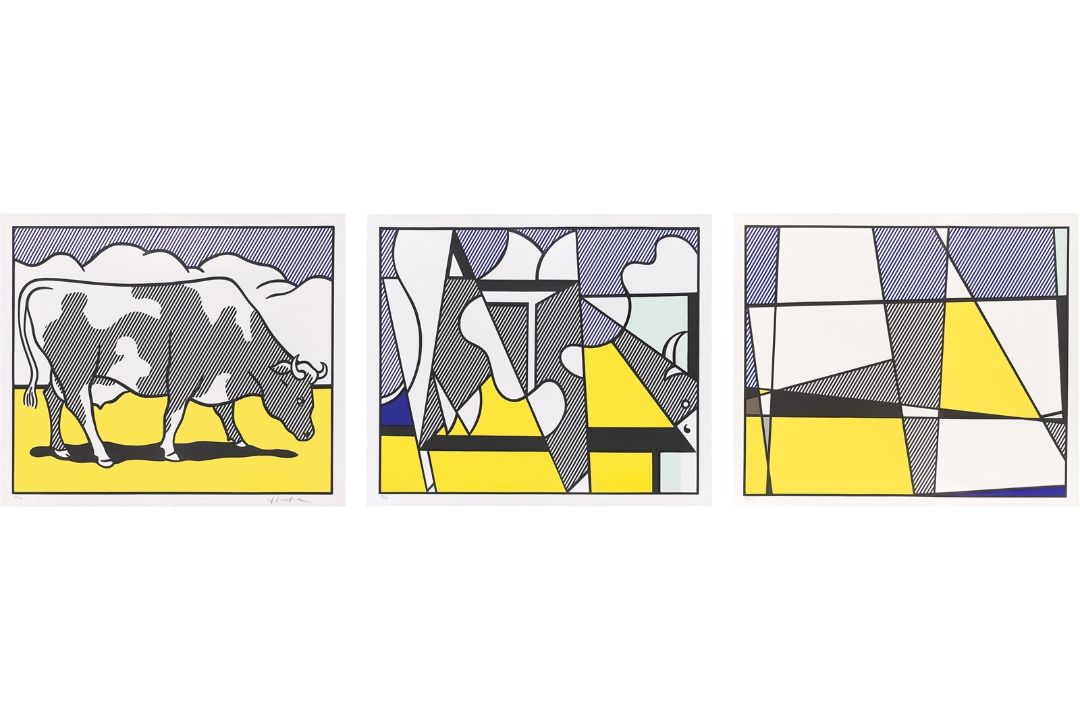 Roy Lichtenstein. „Cow Triptych (Cow Going Abstract) Poster“. 1982 - Bild 1 aus 4