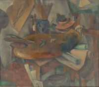 Friedrich Ahlers-Hestermann. ”Atelierstilleben (also: Palettenstilleben)” / ”Tristan” (t…. 1921/1951