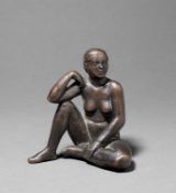 Robert Metzkes. Sitting femail nude with cocked knee and resting arm.