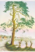 Ferdinand Robert Fleischer. Lakeshore with trees and houses. 1902