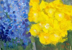 Klaus Fußmann. Forget-me-not and pansies. 2015