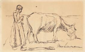 Max Liebermann. ”Strickende Kuhhirtin”. Circa 1915