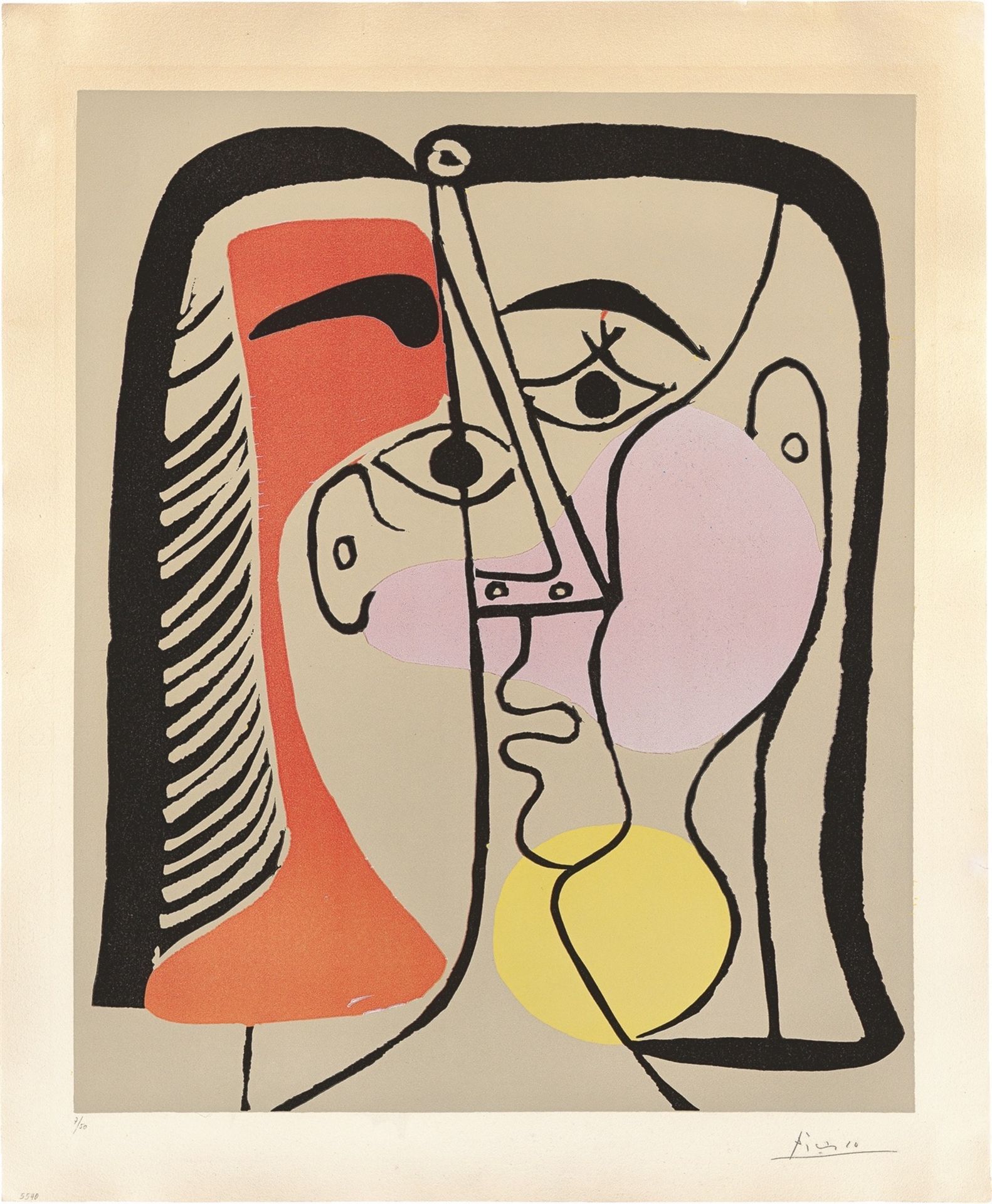 Pablo Picasso. „Portrait de Jacqueline aux cheveux lisses“. 1962