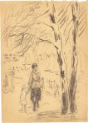 Max Liebermann. ”Frau mit Kind am Wannsee-Ufer”. (before) 1926