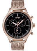 Hugo Boss 1513548 Men's Companion Rose Gold Mesh Band Quartz Chronograph Watch