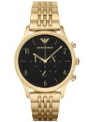 Emporio Armani AR1893 Men's Black Dial Gold Tone Bracelet Quartz Chronograph Watch