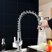 New & Boxed Maddie Brushed Chrome Monobloc Kitchen Tap Swivel Pull Out Spray Mixer. RRP £219....