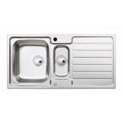 New (WG34) Abode Neron 1.5 Bowl Stainless Steel Kitchen Sink. RRP £367.00. 1.5 Bowl & Drainer ...