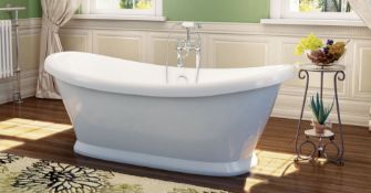 New (WG2) Grace 1760x700mm Freestanding 2 Tap Hole Bath With Base. RRP £1,475.96.Featuring A C...