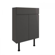 New (NY134) Valesso 600mm Slim Vanity Unit 2 Door IH - Onyx Grey. RRP £226.99. Colour: Onyx Gr...